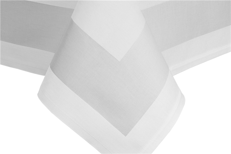Tischdecke 210 x 210 cm, weiß mit Atlaskante