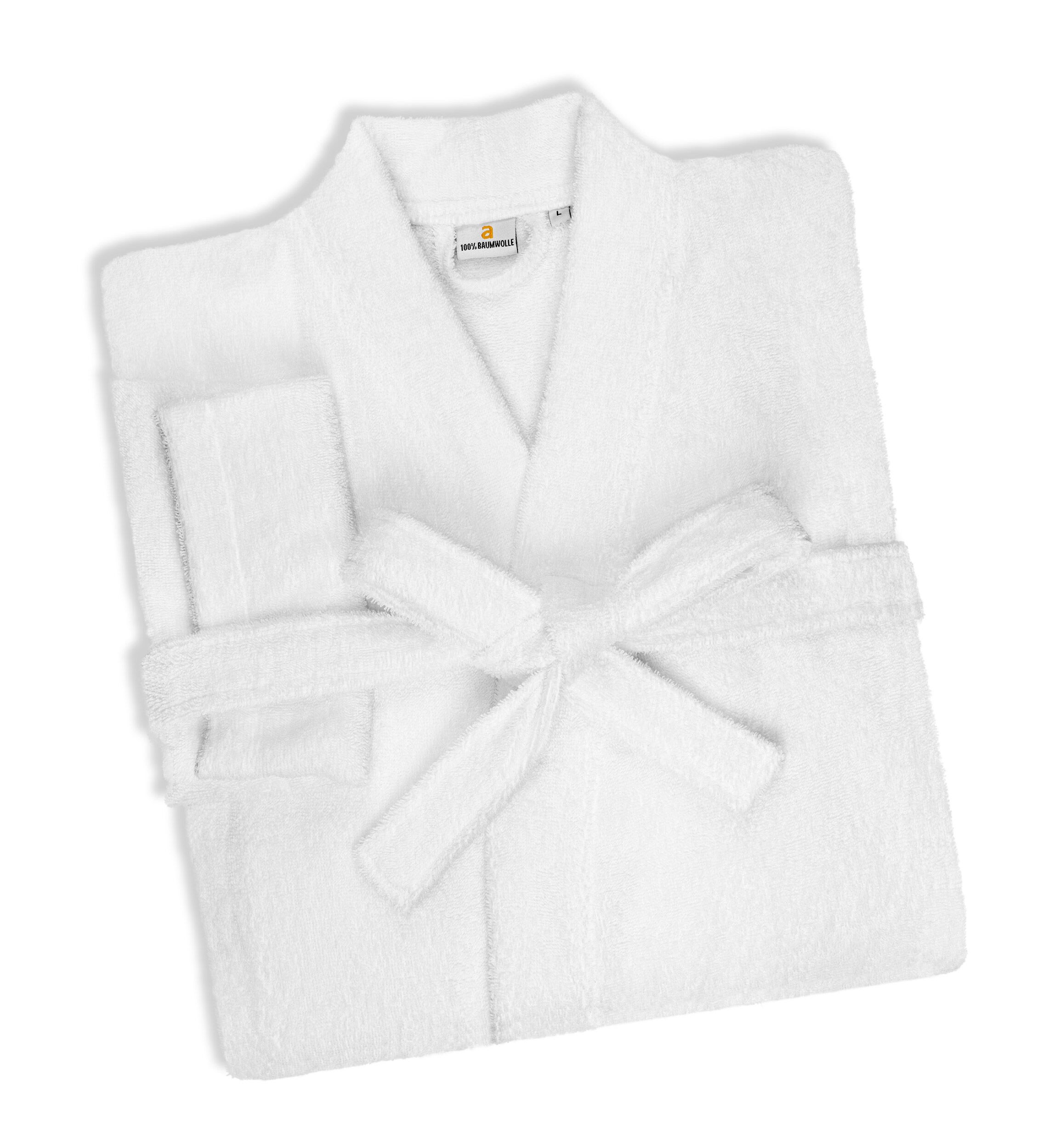 Bademantel,Kimono - M - 360 g/m², weiß 90% Baumwolle - 10% Polyester