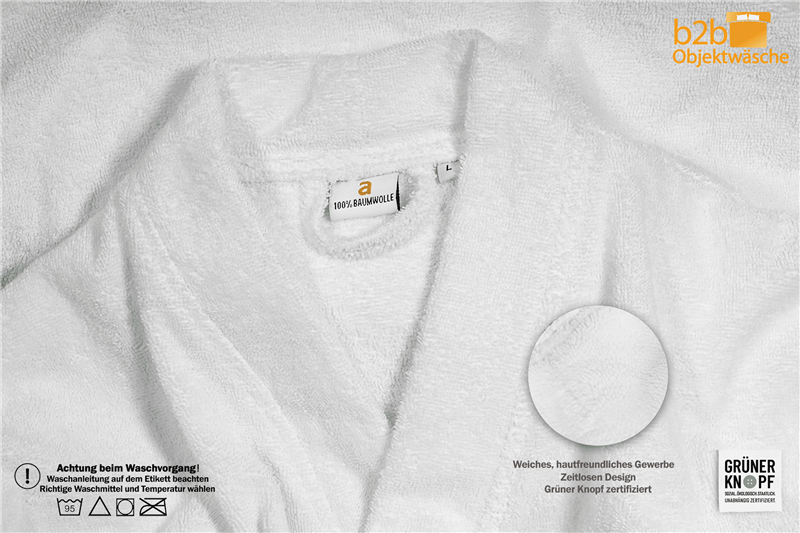 Bademantel,Kimono - M - 360 g/m², weiß 90% Baumwolle - 10% Polyester