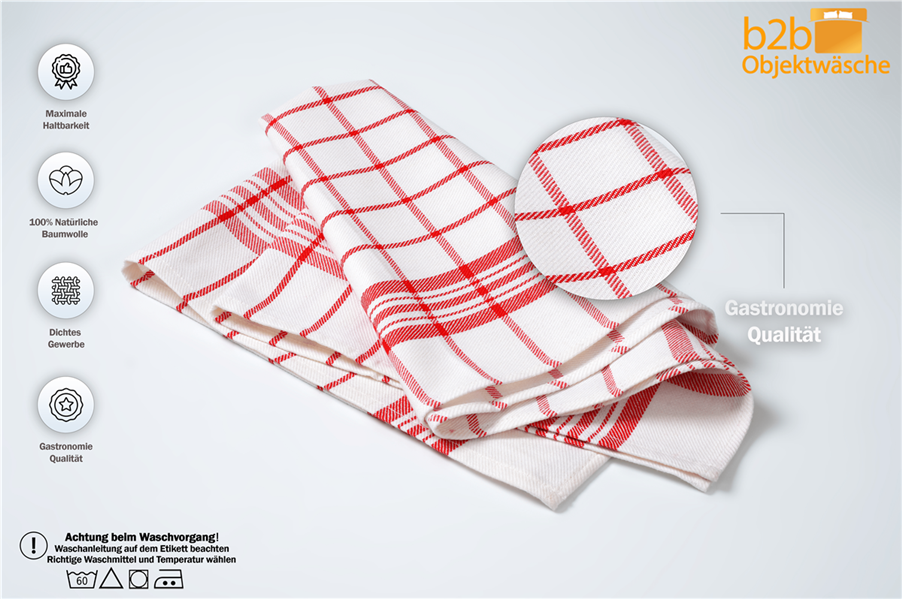 Küchentuch 50 x 70 cm , rot-weiß , 100% BW