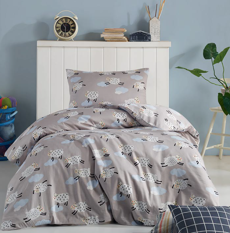 Kinderbettwäsche Set  "Schafe" Bettwäsche: 100x135cm SV + Kopfkissen: 60x40cm