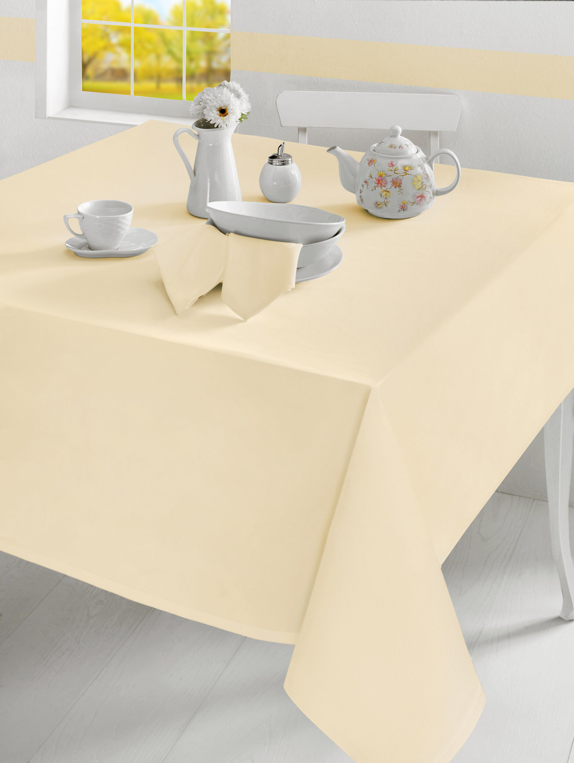 Tischdecke creme, 130 x 130 cm - uni