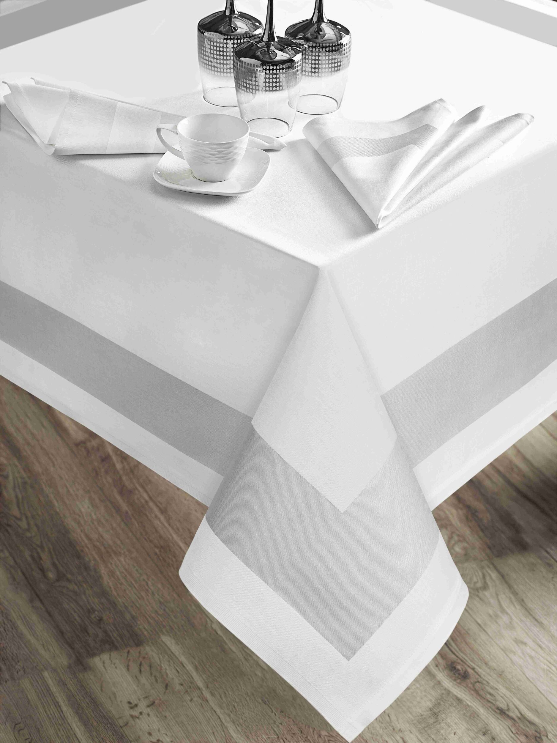 Vollzwirn Damast Tischdecke mit Atlaskante – Hochwertige Tischwäsche aus 100% BW